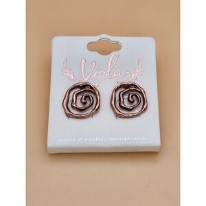 New VIOLA Signed Copper Textured Spiral Earrings Super Neat! FREE $HIPPING!!